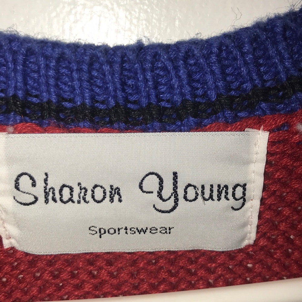 Vintage 80s Sharon Young Ramie Cheerleader/Futbol Vest - Picture 3 of 8